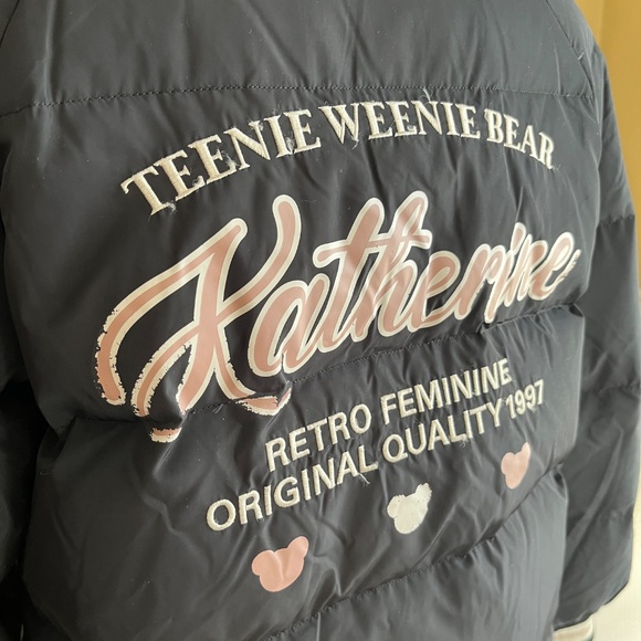 RARE Teenie Weenie Bear Katherine Long Quilted Varsity Parka Korea - Picture 5 of 10